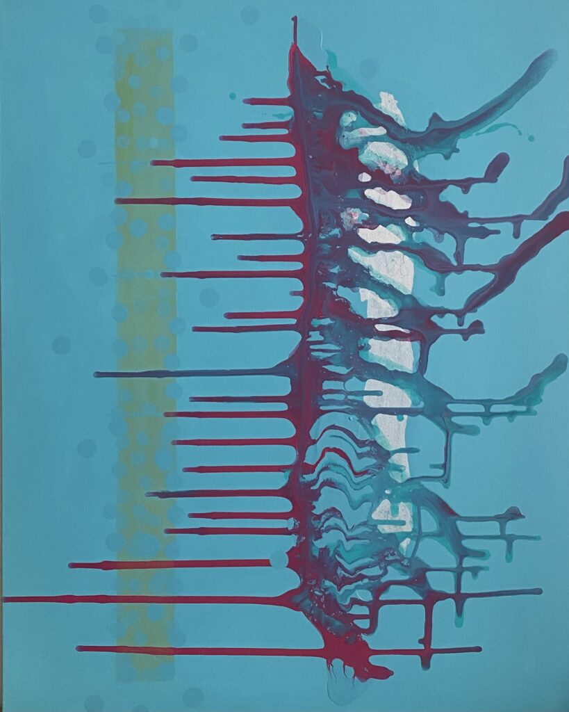 "Det mulige". Akryl og mixed media. Str. 80 x 100 cm. Pris DKK 4.500,-