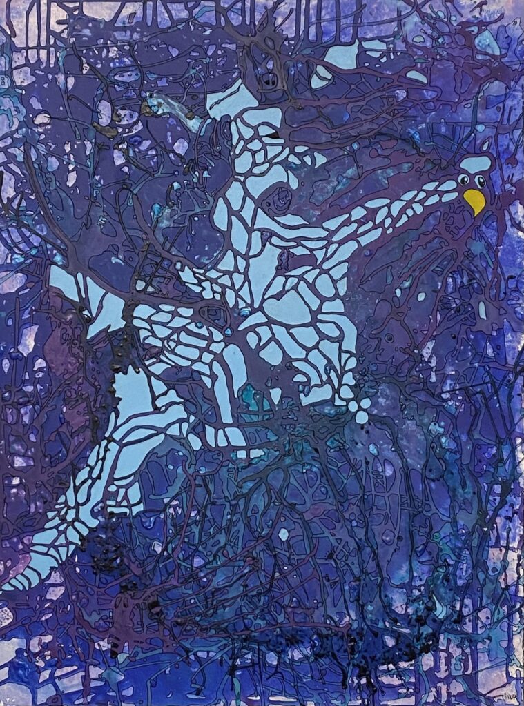 "Rytteren og hans skygge". Akryl. Str. 60 x 80 cm. Pris DKK 3.500,-